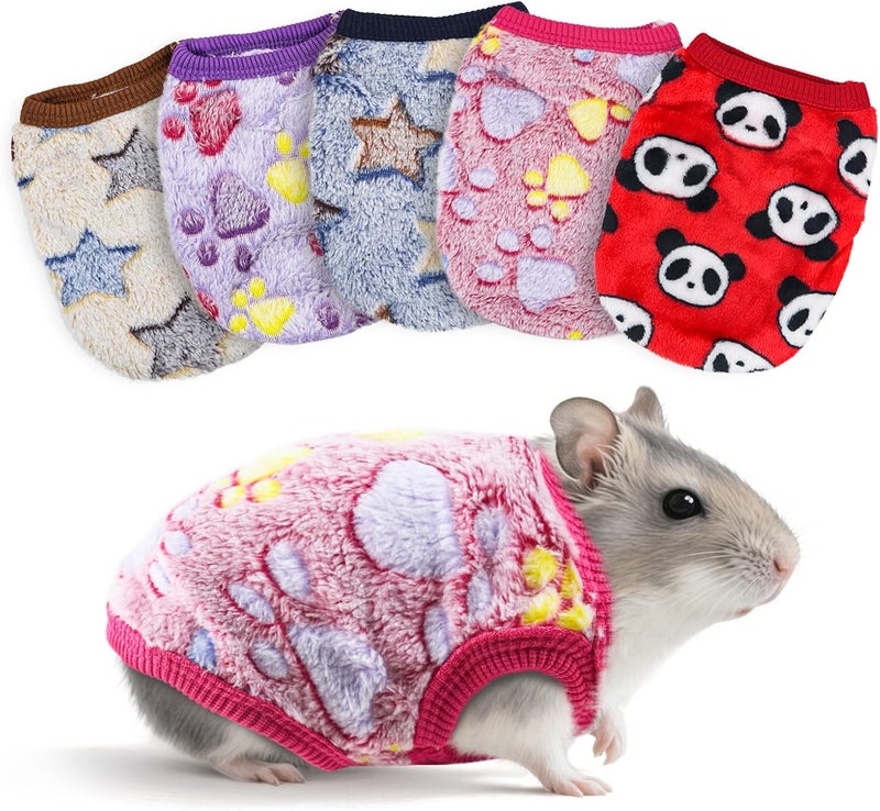 HDFCLUP XS Small Animal Clothes – 5 Pieces Bunny & Guinea Pig Outfits, Warm Vest & Soft T-Shirt Costume for Rabbits, Ferrets, Chihuahua Puppies, Mini Dogs, and Other Tiny Pets - Image 1